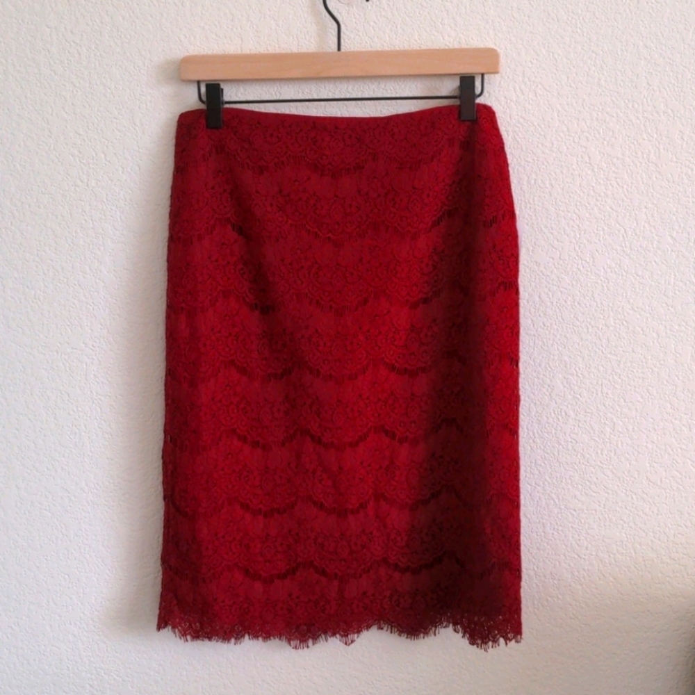 Forever 21 Romantic Lace Detail Midi Skirt SZ M